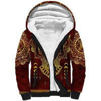 Personalized Anubis Sherpa Hoodie Ancient Egyptian Pattern In Red - Wonder Print Shop