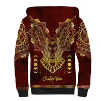Personalized Anubis Sherpa Hoodie Ancient Egyptian Pattern In Red - Wonder Print Shop