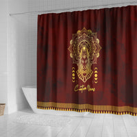 Personalized Anubis Shower Curtain Ancient Egyptian Pattern In Red