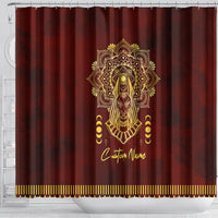 Personalized Anubis Shower Curtain Ancient Egyptian Pattern In Red
