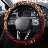 Personalized Anubis Steering Wheel Cover Ancient Egyptian Pattern In Red - Wonder Print Shop