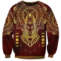 Personalized Anubis Sweatshirt Ancient Egyptian Pattern In Red - Wonder Print Shop