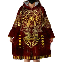 Personalized Anubis Wearable Blanket Hoodie Ancient Egyptian Pattern In Red - Wonder Print Shop