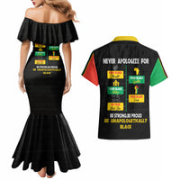Never Apologize For Your Pride Couples Matching Mermaid Dress and Hawaiian Shirt African Black History - Wonder Print Shop