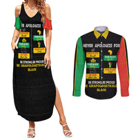 Never Apologize For Your Pride Couples Matching Summer Maxi Dress and Long Sleeve Button Shirt African Black History - Wonder Print Shop