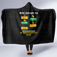 Never Apologize For Your Pride Hooded Blanket African Black History