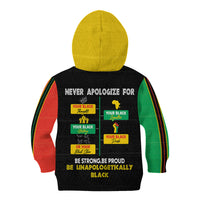 Never Apologize For Your Pride Kid Hoodie African Black History - Wonder Print Shop