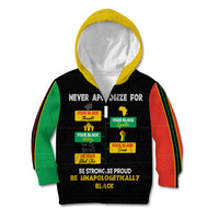 Never Apologize For Your Pride Kid Hoodie African Black History - Wonder Print Shop