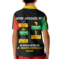 Never Apologize For Your Pride Kid Polo Shirt African Black History - Wonder Print Shop