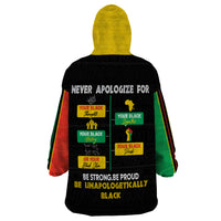 Never Apologize For Your Pride Wearable Blanket Hoodie African Black History - Wonder Print Shop