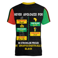 Never Apologize For Your Pride Women V Neck T Shirt African Black History - Wonder Print Shop
