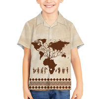 Root Africa Family Matching Short Sleeve Bodycon Dress and Hawaiian Shirt African Map - Wonder Print Shop