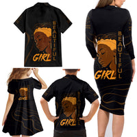 Personalized Beautiful Black Girl Family Matching Long Sleeve Bodycon Dress and Hawaiian Shirt Women Africa - Wonder Print Shop