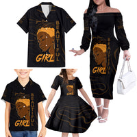 Personalized Beautiful Black Girl Family Matching Off The Shoulder Long Sleeve Dress and Hawaiian Shirt Women Africa - Wonder Print Shop