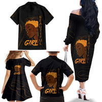 Personalized Beautiful Black Girl Family Matching Off The Shoulder Long Sleeve Dress and Hawaiian Shirt Women Africa - Wonder Print Shop