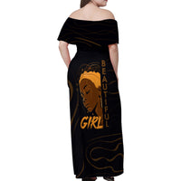 Personalized Beautiful Black Girl Family Matching Off Shoulder Maxi Dress and Hawaiian Shirt Women Africa - Wonder Print Shop