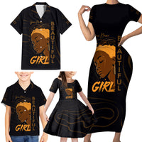 Personalized Beautiful Black Girl Family Matching Short Sleeve Bodycon Dress and Hawaiian Shirt Women Africa - Wonder Print Shop