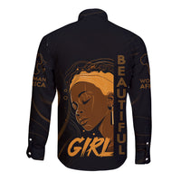 Personalized Beautiful Black Girl Long Sleeve Button Shirt Women Africa - Wonder Print Shop