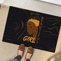 Personalized Beautiful Black Girl Rubber Doormat Women Africa - Wonder Print Shop