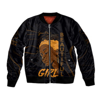 Personalized Beautiful Black Girl Sleeve Zip Bomber Jacket Women Africa - Wonder Print Shop