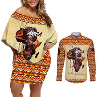 Personalized Love Africa Couples Matching Off Shoulder Short Dress and Long Sleeve Button Shirt Black Girl Beautiful - Wonder Print Shop