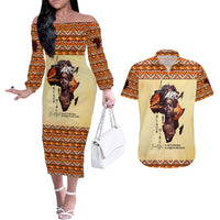 Personalized Love Africa Couples Matching Off The Shoulder Long Sleeve Dress and Hawaiian Shirt Black Girl Beautiful - Wonder Print Shop