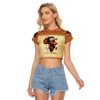 Personalized Love Africa Raglan Cropped T Shirt Black Girl Beautiful - Wonder Print Shop