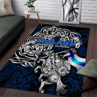 Finland Viking Blood Area Rug Nordic Runes and Shield of Ancestry in Tribal Knotwork
