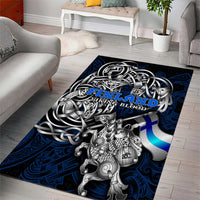 Finland Viking Blood Area Rug Nordic Runes and Shield of Ancestry in Tribal Knotwork
