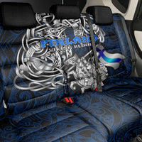 Finland Viking Blood Back Car Seat Cover Nordic Runes and Shield of Ancestry in Tribal Knotwork