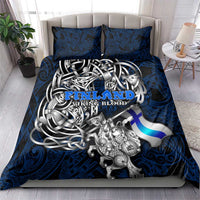 Finland Viking Blood Bedding Set Nordic Runes and Shield of Ancestry in Tribal Knotwork