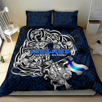 Finland Viking Blood Bedding Set Nordic Runes and Shield of Ancestry in Tribal Knotwork
