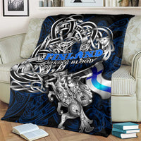 Finland Viking Blood Blanket Nordic Runes and Shield of Ancestry in Tribal Knotwork