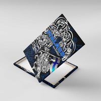 Finland Viking Blood Canvas Wall Art Nordic Runes and Shield of Ancestry in Tribal Knotwork