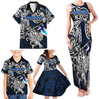 Personalized Finland Viking Blood Family Matching Tank Maxi Dress and Hawaiian Shirt Nordic Runes and Shield of Ancestry in Tribal Knotwork