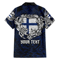 Personalized Finland Viking Blood Family Matching Tank Maxi Dress and Hawaiian Shirt Nordic Runes and Shield of Ancestry in Tribal Knotwork