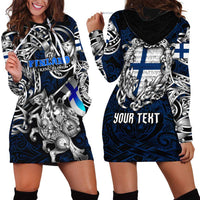 Personalized Finland Viking Blood Hoodie Dress Nordic Runes and Shield of Ancestry in Tribal Knotwork