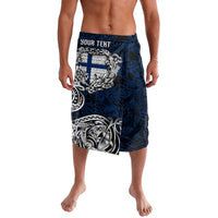 Personalized Finland Viking Blood Lavalava Nordic Runes and Shield of Ancestry in Tribal Knotwork