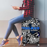 Finland Viking Blood Luggage Cover Nordic Runes and Shield of Ancestry in Tribal Knotwork