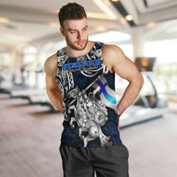 Personalized Finland Viking Blood Men Tank Top Nordic Runes and Shield of Ancestry in Tribal Knotwork