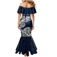 Personalized Finland Viking Blood Mermaid Dress Nordic Runes and Shield of Ancestry in Tribal Knotwork