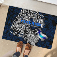Finland Viking Blood Rubber Doormat Nordic Runes and Shield of Ancestry in Tribal Knotwork