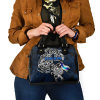 Finland Viking Blood Shoulder Handbag Nordic Runes and Shield of Ancestry in Tribal Knotwork