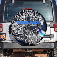 Finland Viking Blood Spare Tire Cover Nordic Runes and Shield of Ancestry in Tribal Knotwork