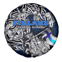 Finland Viking Blood Spare Tire Cover Nordic Runes and Shield of Ancestry in Tribal Knotwork