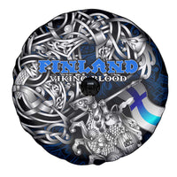 Finland Viking Blood Spare Tire Cover Nordic Runes and Shield of Ancestry in Tribal Knotwork