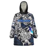 Personalized Finland Viking Blood Wearable Blanket Hoodie Nordic Runes and Shield of Ancestry in Tribal Knotwork