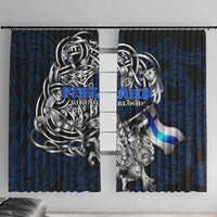 Finland Viking Blood Window Curtain Nordic Runes and Shield of Ancestry in Tribal Knotwork