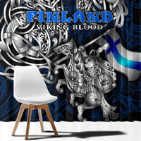 Finland Viking Blood Window Curtain Nordic Runes and Shield of Ancestry in Tribal Knotwork