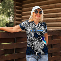 Personalized Finland Viking Blood Women Polo Shirt Nordic Runes and Shield of Ancestry in Tribal Knotwork